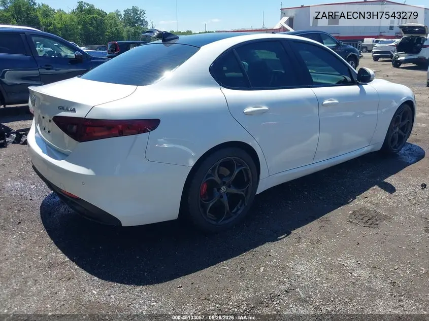 2017 Alfa Romeo Giulia Ti Rwd VIN: ZARFAECN3H7543279 Lot: 45133057