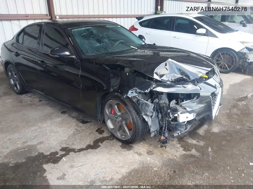 2017 Alfa Romeo Giulia Rwd VIN: ZARFAEBN6H7540278 Lot: 45173841