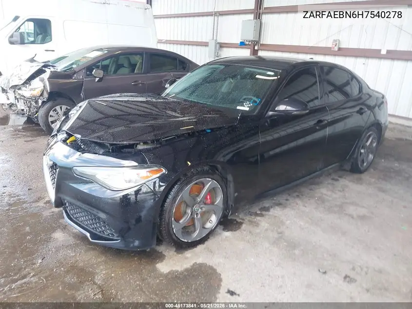 2017 Alfa Romeo Giulia Rwd VIN: ZARFAEBN6H7540278 Lot: 45173841