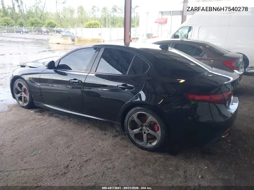 2017 Alfa Romeo Giulia Rwd VIN: ZARFAEBN6H7540278 Lot: 45173841