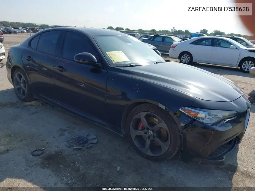 2017 Alfa Romeo Giulia Rwd VIN: ZARFAEBN8H7538628 Lot: 45259320