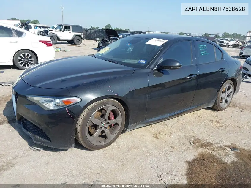 2017 Alfa Romeo Giulia Rwd VIN: ZARFAEBN8H7538628 Lot: 45259320
