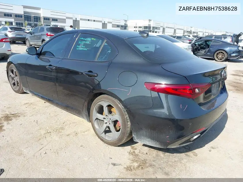 2017 Alfa Romeo Giulia Rwd VIN: ZARFAEBN8H7538628 Lot: 45259320