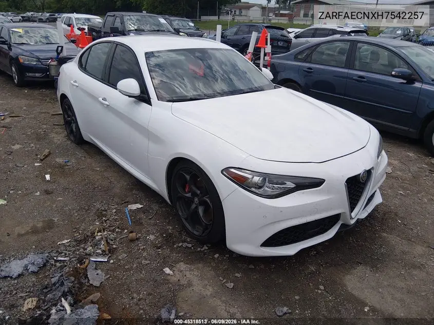 2017 Alfa Romeo Giulia Ti Rwd VIN: ZARFAECNXH7542257 Lot: 45318513