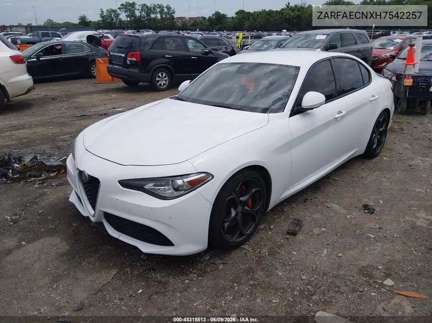 2017 Alfa Romeo Giulia Ti Rwd VIN: ZARFAECNXH7542257 Lot: 45318513