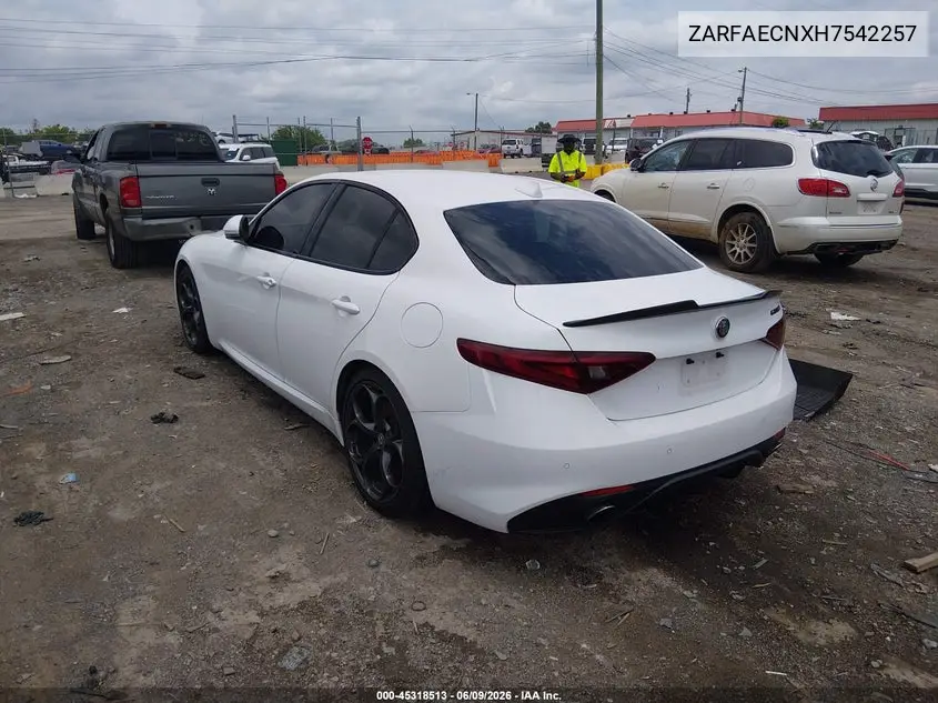 2017 Alfa Romeo Giulia Ti Rwd VIN: ZARFAECNXH7542257 Lot: 45318513