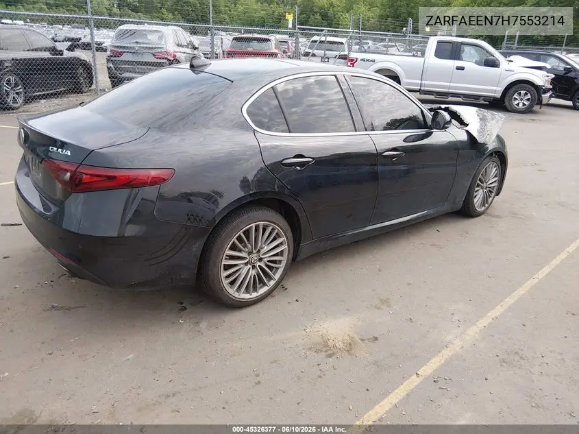 2017 Alfa Romeo Giulia Ti Awd VIN: ZARFAEEN7H7553214 Lot: 45326377