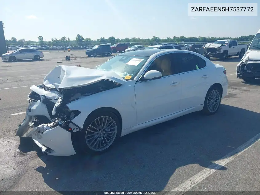 2017 Alfa Romeo Giulia Ti Awd VIN: ZARFAEEN5H7537772 Lot: 45333690