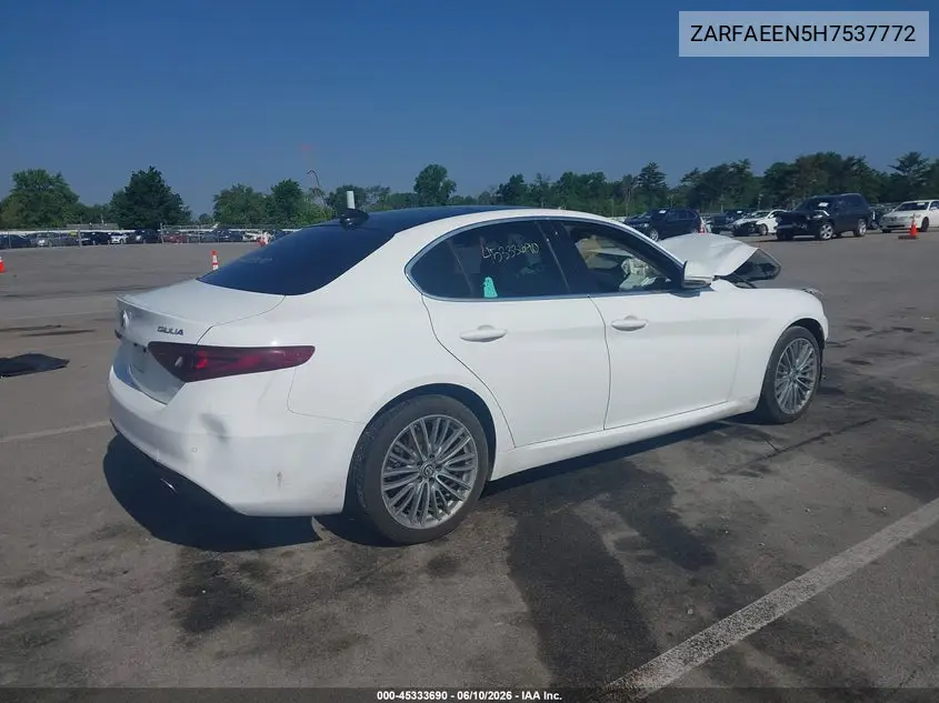 2017 Alfa Romeo Giulia Ti Awd VIN: ZARFAEEN5H7537772 Lot: 45333690