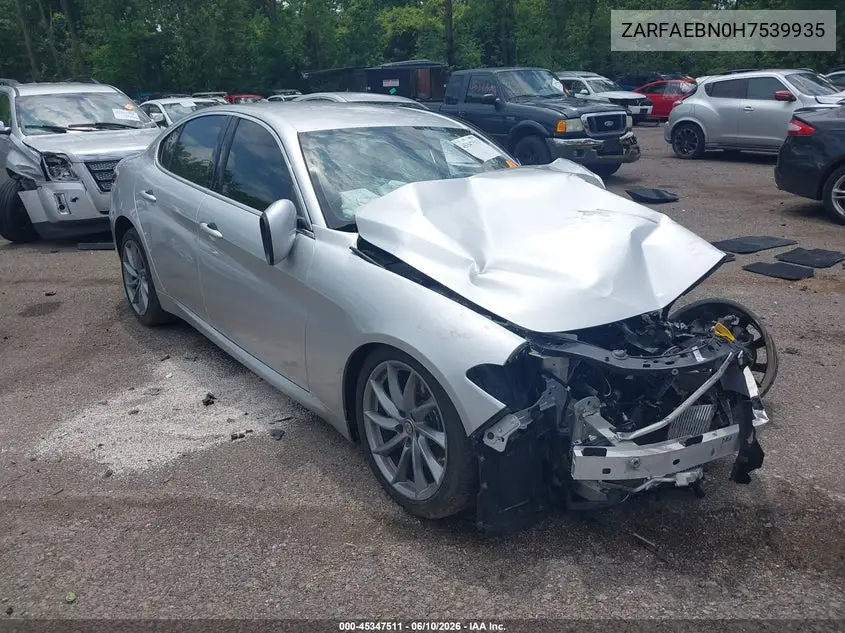 2017 Alfa Romeo Giulia Rwd VIN: ZARFAEBN0H7539935 Lot: 45347511