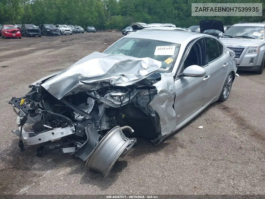 2017 Alfa Romeo Giulia Rwd VIN: ZARFAEBN0H7539935 Lot: 45347511