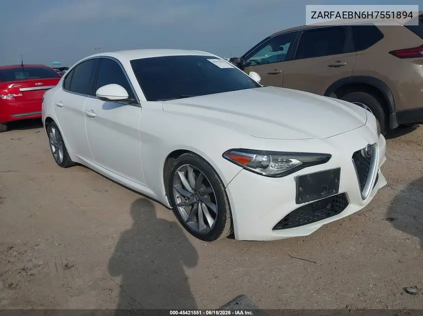 2017 Alfa Romeo Giulia Rwd VIN: ZARFAEBN6H7551894 Lot: 45421551