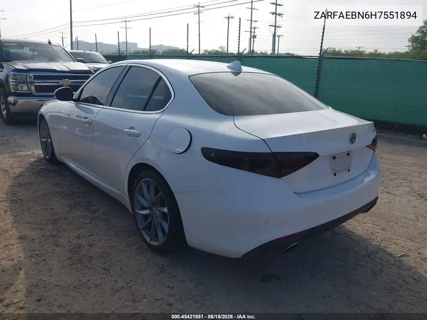 2017 Alfa Romeo Giulia Rwd VIN: ZARFAEBN6H7551894 Lot: 45421551