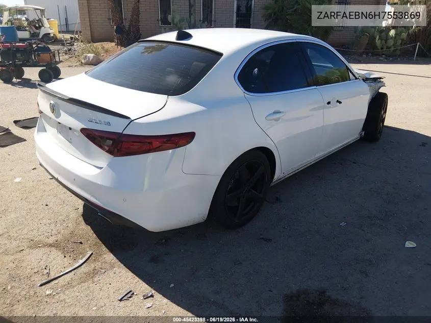 2017 Alfa Romeo Giulia Rwd VIN: ZARFAEBN6H7553869 Lot: 45423398