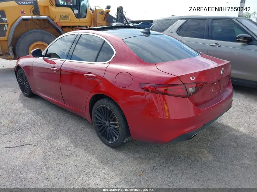 2017 Alfa Romeo Giulia Ti Awd VIN: ZARFAEEN8H7550242 Lot: 45426116