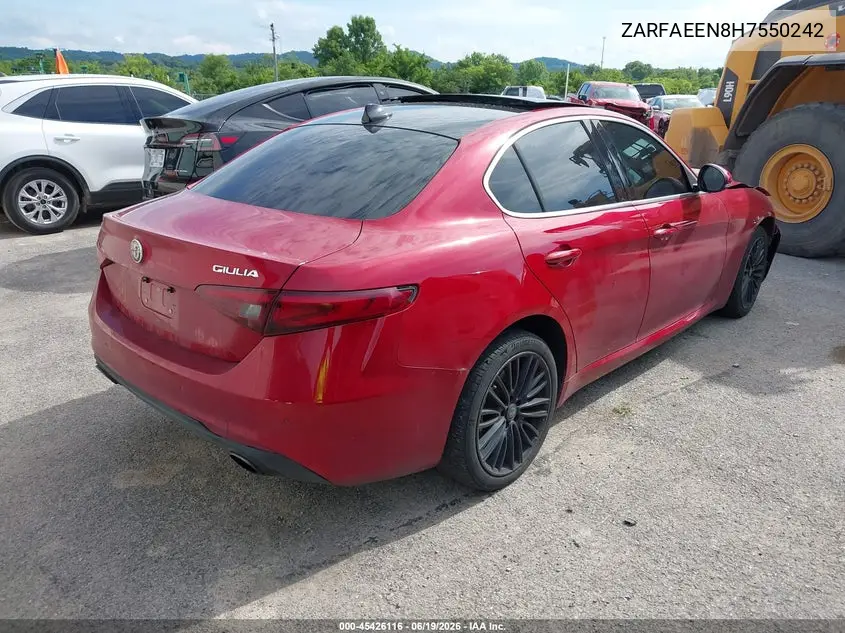 2017 Alfa Romeo Giulia Ti Awd VIN: ZARFAEEN8H7550242 Lot: 45426116