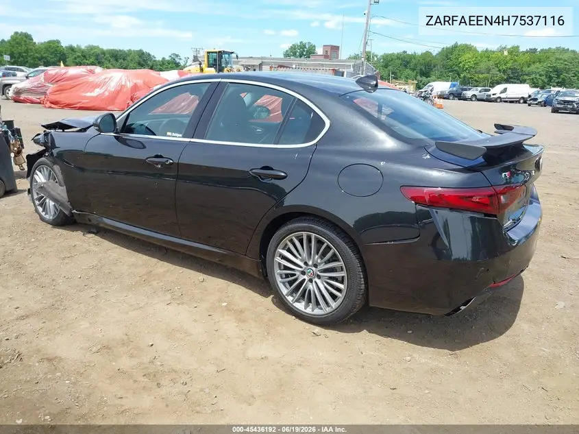 2017 Alfa Romeo Giulia Ti Awd VIN: ZARFAEEN4H7537116 Lot: 45436192