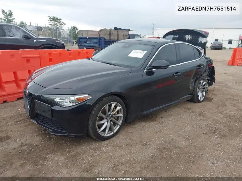 2017 Alfa Romeo Giulia Awd VIN: ZARFAEDN7H7551514 Lot: 45465241