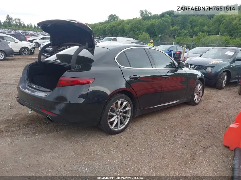 2017 Alfa Romeo Giulia Awd VIN: ZARFAEDN7H7551514 Lot: 45465241