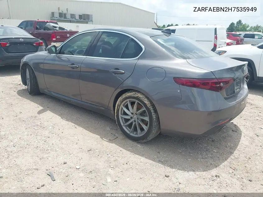 2017 Alfa Romeo Giulia Rwd VIN: ZARFAEBN2H7535949 Lot: 45478529