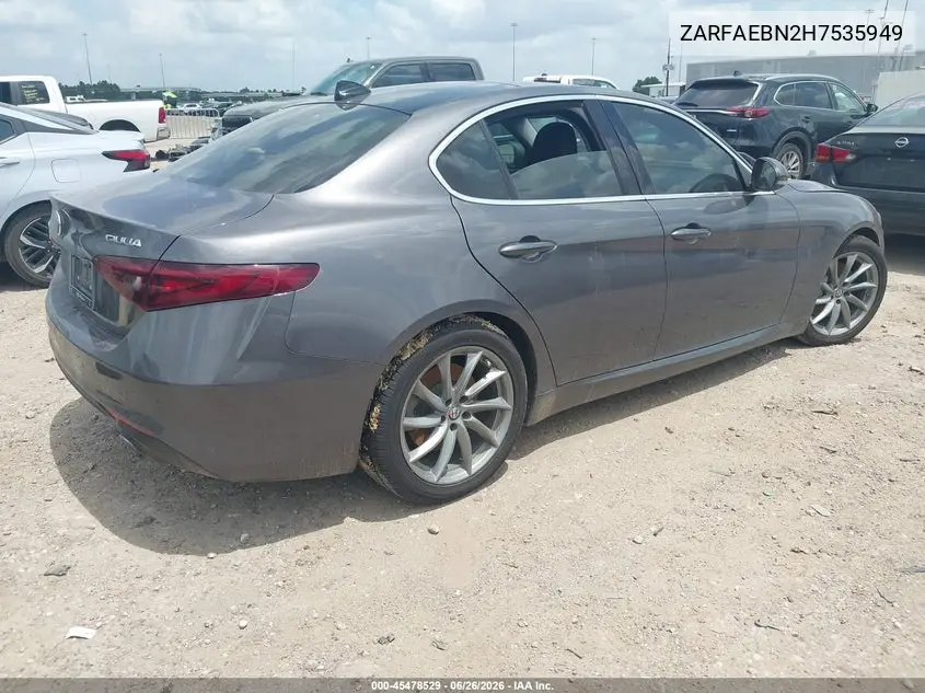 2017 Alfa Romeo Giulia Rwd VIN: ZARFAEBN2H7535949 Lot: 45478529