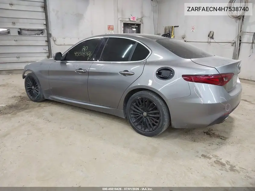 2017 Alfa Romeo Giulia Ti Rwd VIN: ZARFAECN4H7538740 Lot: 45518426