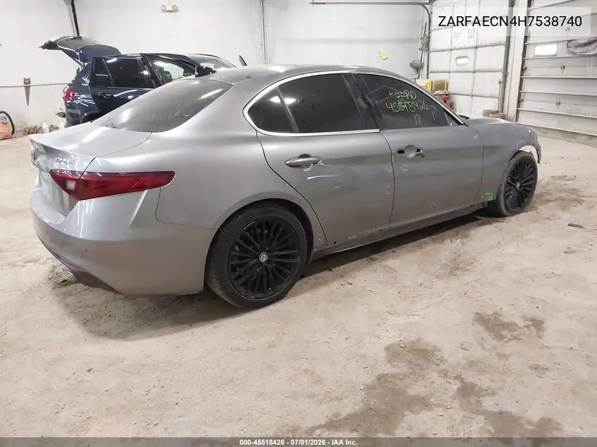 2017 Alfa Romeo Giulia Ti Rwd VIN: ZARFAECN4H7538740 Lot: 45518426