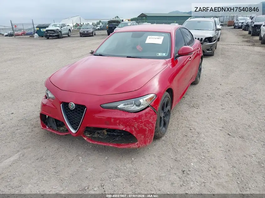 2017 Alfa Romeo Giulia Awd VIN: ZARFAEDNXH7540846 Lot: 45551907