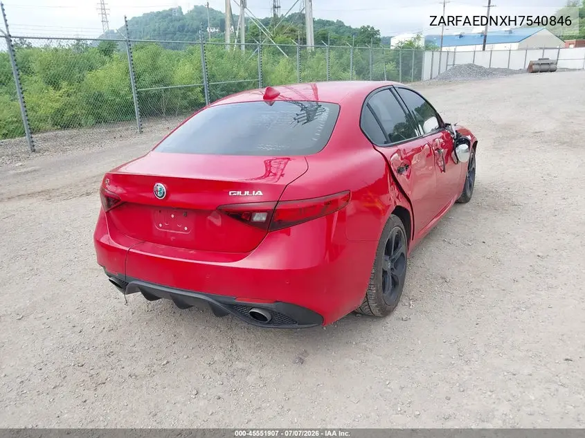 2017 Alfa Romeo Giulia Awd VIN: ZARFAEDNXH7540846 Lot: 45551907