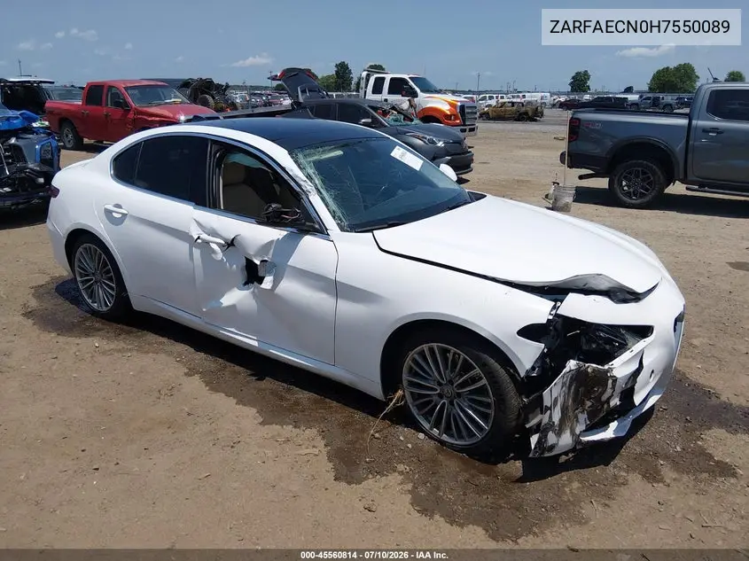 2017 Alfa Romeo Giulia Ti Rwd VIN: ZARFAECN0H7550089 Lot: 45560814