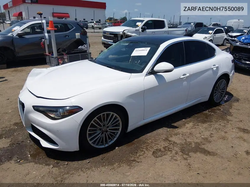 2017 Alfa Romeo Giulia Ti Rwd VIN: ZARFAECN0H7550089 Lot: 45560814