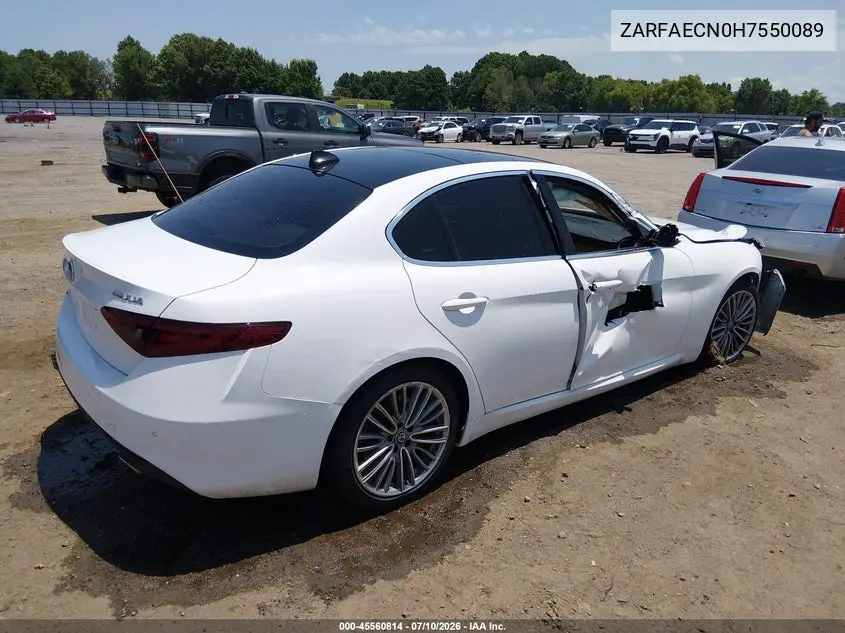 2017 Alfa Romeo Giulia Ti Rwd VIN: ZARFAECN0H7550089 Lot: 45560814
