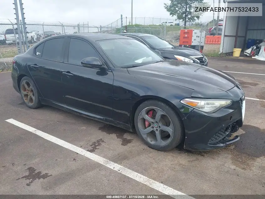 2017 Alfa Romeo Giulia Rwd VIN: ZARFAEBN7H7532433 Lot: 45607137