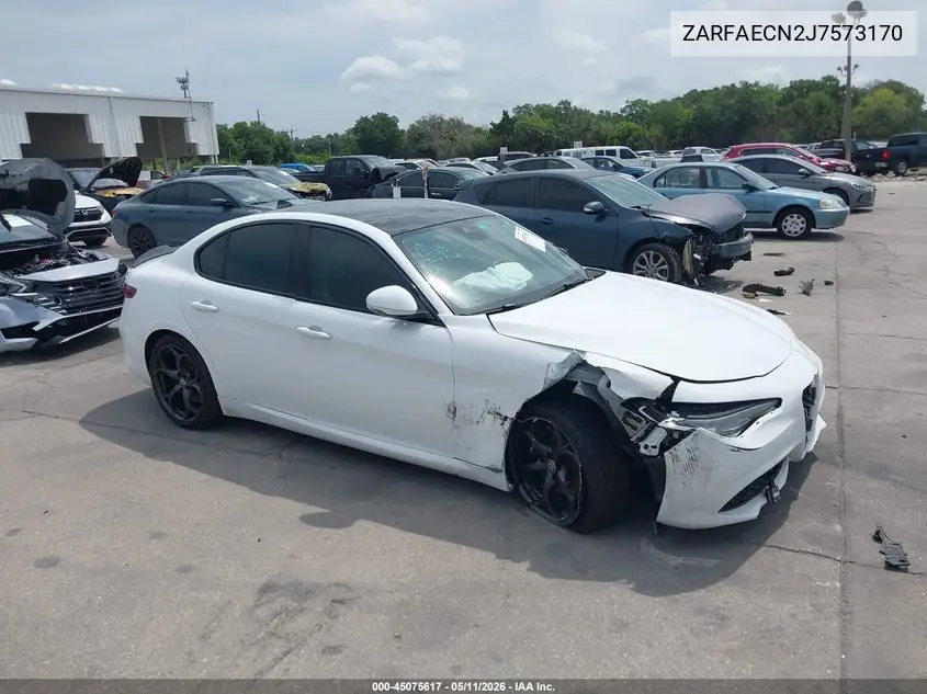 2018 Alfa Romeo Giulia Ti Sport VIN: ZARFAECN2J7573170 Lot: 45075617