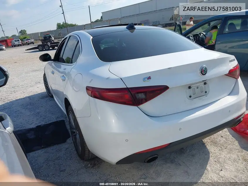 2018 Alfa Romeo Giulia Ti Lusso Awd VIN: ZARFAEEN5J7581003 Lot: 45156001