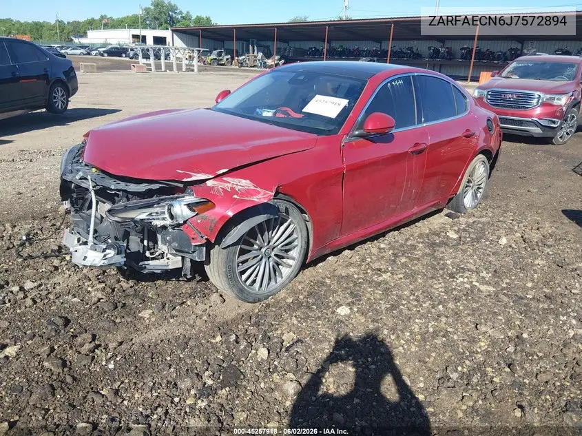 2018 Alfa Romeo Giulia Ti Lusso Rwd VIN: ZARFAECN6J7572894 Lot: 45257918