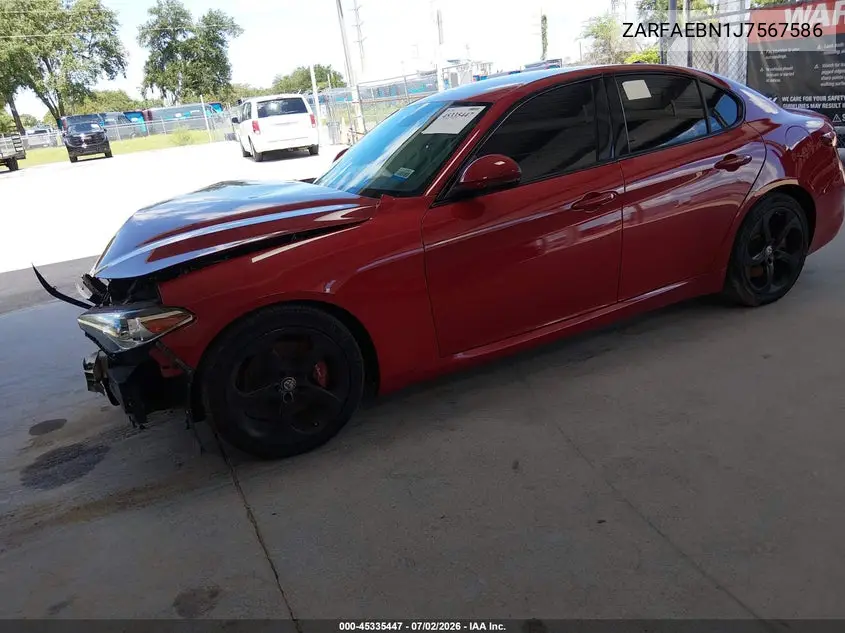 2018 Alfa Romeo Giulia Rwd VIN: ZARFAEBN1J7567586 Lot: 45335447