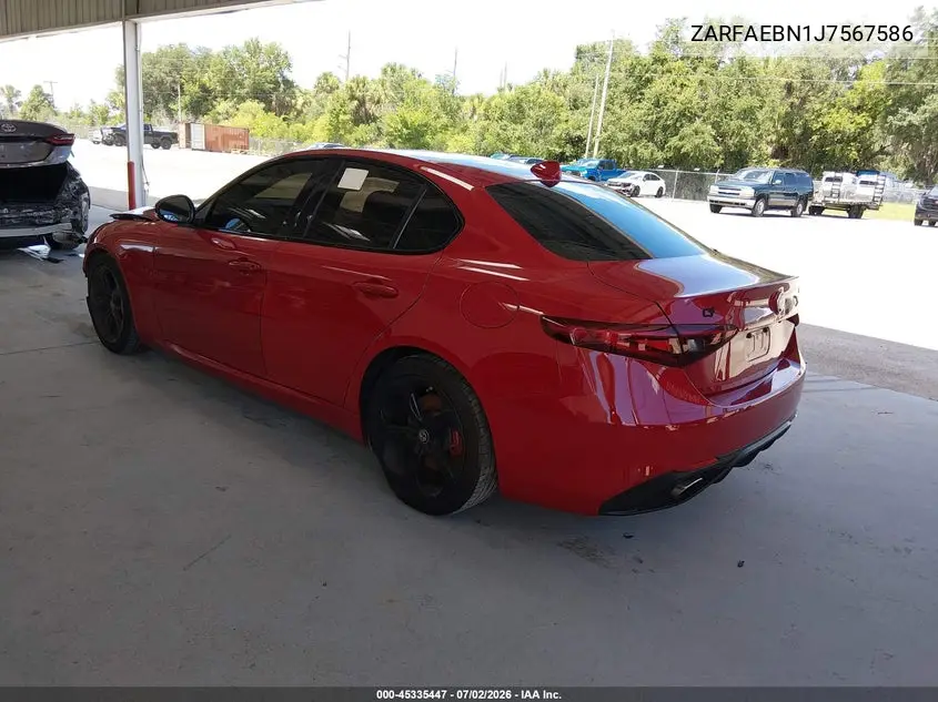 2018 Alfa Romeo Giulia Rwd VIN: ZARFAEBN1J7567586 Lot: 45335447