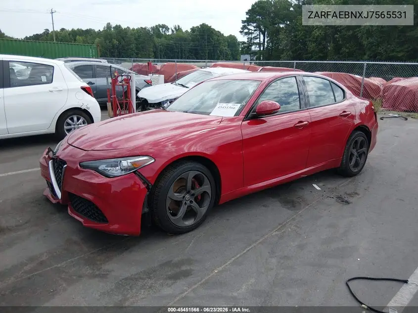 2018 Alfa Romeo Giulia Rwd VIN: ZARFAEBNXJ7565531 Lot: 45451566