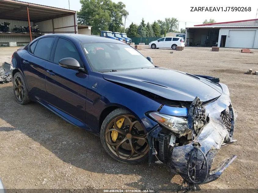 2018 Alfa Romeo Giulia Quadrifoglio Rwd VIN: ZARFAEAV1J7590268 Lot: 45639224