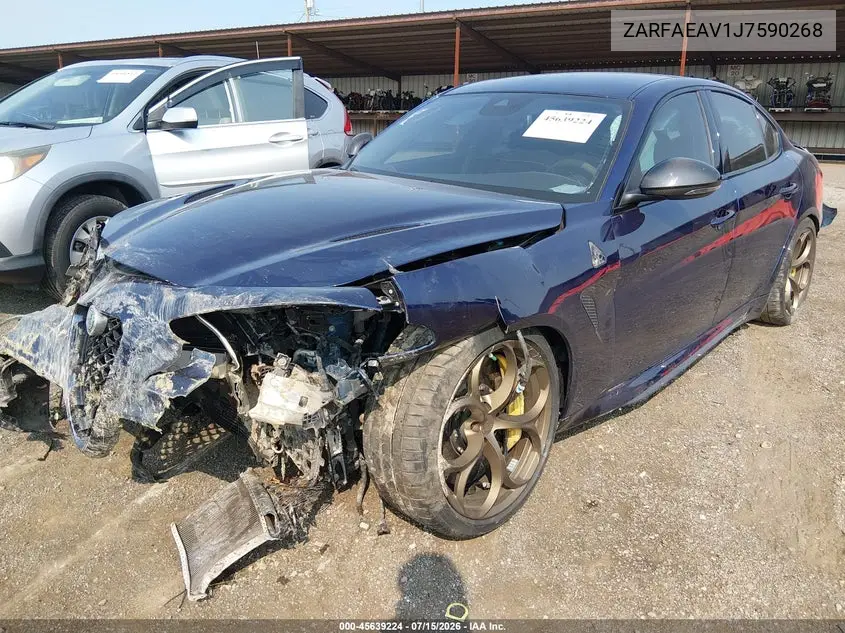 2018 Alfa Romeo Giulia Quadrifoglio Rwd VIN: ZARFAEAV1J7590268 Lot: 45639224