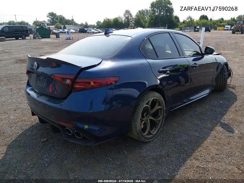 2018 Alfa Romeo Giulia Quadrifoglio Rwd VIN: ZARFAEAV1J7590268 Lot: 45639224