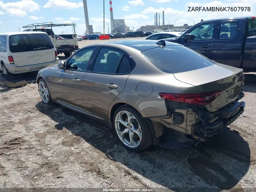2019 Alfa Romeo Giulia Ti Sport Rwd VIN: ZARFAMBN6K7607978 Lot: 45022677