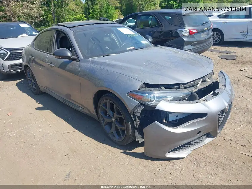 2019 Alfa Romeo Giulia Awd VIN: ZARFANAN5K7613584 Lot: 45112166