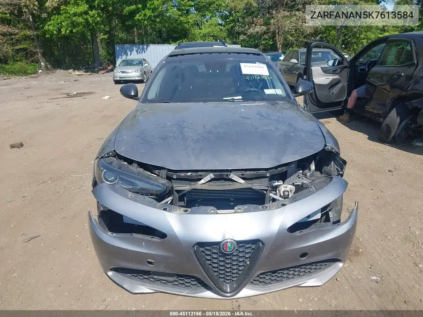 2019 Alfa Romeo Giulia Awd VIN: ZARFANAN5K7613584 Lot: 45112166