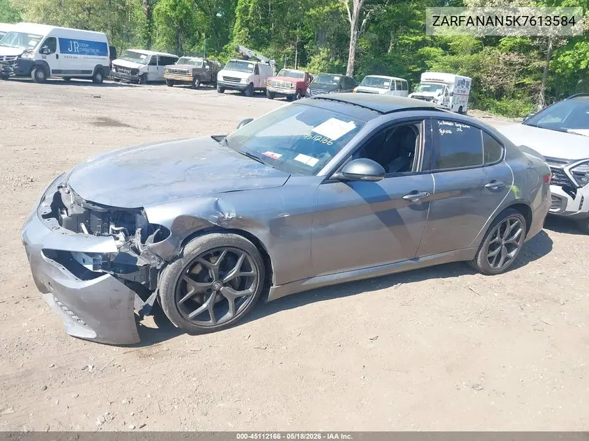 2019 Alfa Romeo Giulia Awd VIN: ZARFANAN5K7613584 Lot: 45112166