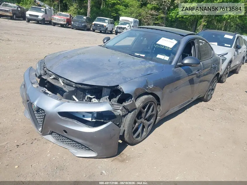 2019 Alfa Romeo Giulia Awd VIN: ZARFANAN5K7613584 Lot: 45112166