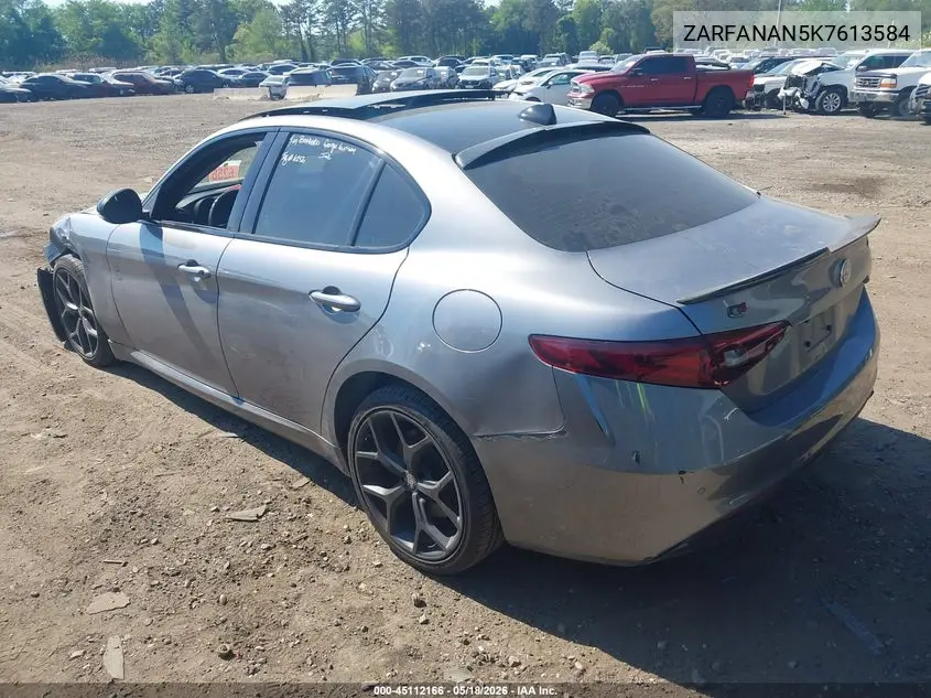 2019 Alfa Romeo Giulia Awd VIN: ZARFANAN5K7613584 Lot: 45112166
