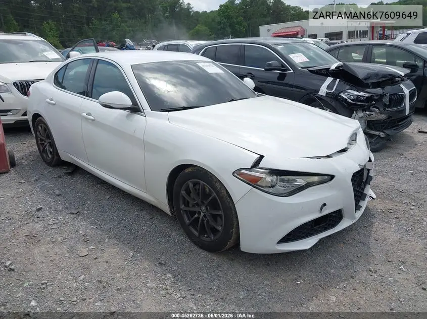 2019 Alfa Romeo Giulia Rwd VIN: ZARFAMAN6K7609649 Lot: 45262736