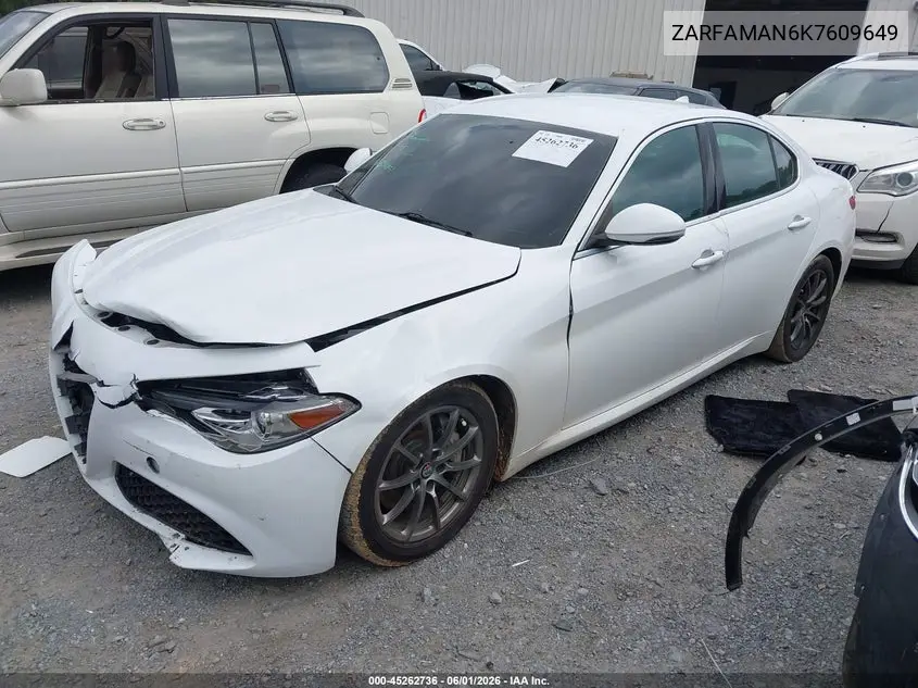 2019 Alfa Romeo Giulia Rwd VIN: ZARFAMAN6K7609649 Lot: 45262736